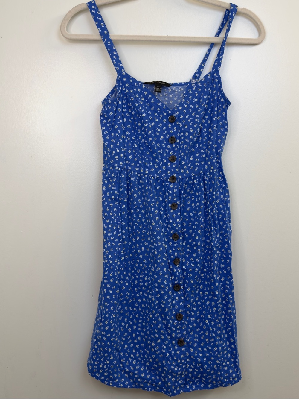 Banana Republic Royal Blue Floral Button-Front Mini Dress